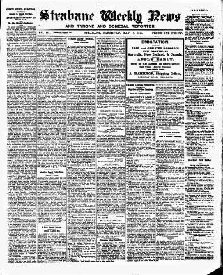 cover page of Strabane Weekly News published on May 13, 1911